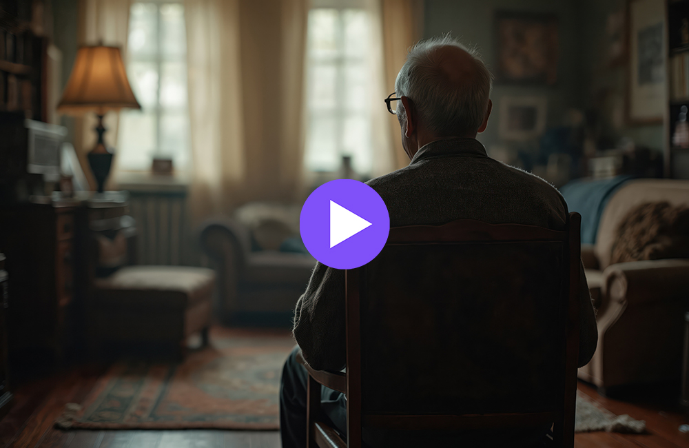 Stock image of an old man in his lounge in partial darkness Stock image of an old man in his lounge in partial darkness